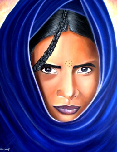 Pintura titulada "MIRADA TUAREG (acrí…" por Carmen G. Junyent, Obra de arte original, Acrílico