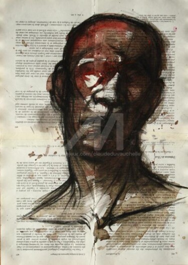 Dessin intitulée "Histoire et visage…" par Claude Duvauchelle, Œuvre d'art originale, Autre