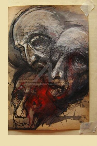 Dessin intitulée "Histoire et visage…" par Claude Duvauchelle, Œuvre d'art originale, Autre