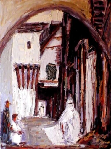 Peinture intitulée "Casbah 1" par M'Hamed Saci, Œuvre d'art originale