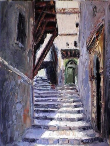 Peinture intitulée "Casbah 2" par M'Hamed Saci, Œuvre d'art originale