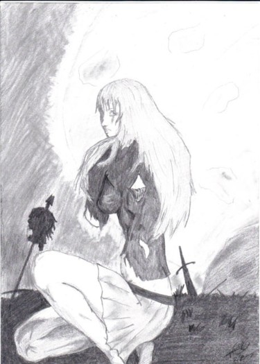 Desenho intitulada "mulher guerreira" por Ricardo Silva, Obras de arte originais