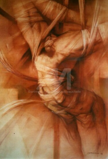 Dessin intitulée "Supplicié I" par Claude Duvauchelle, Œuvre d'art originale, Pastel