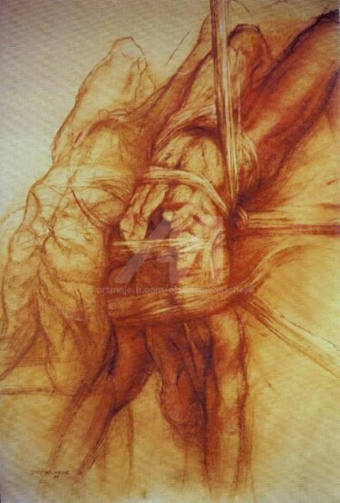 Dessin intitulée "Dédoublement" par Claude Duvauchelle, Œuvre d'art originale, Pastel