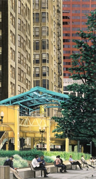 Pittura intitolato "Federal Street" da Michael Neamand, Opera d'arte originale, Acrilico Montato su Telaio per barella in le…