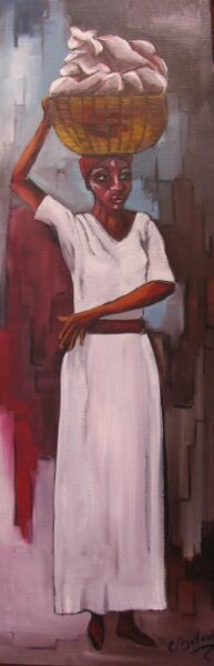 Peinture intitulée "MARCHANDE CREOLE" par Cathy Belleville, Œuvre d'art originale, Huile