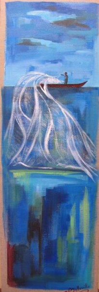 Painting titled "FILET DU PECHEUR" by Cathy Belleville, Original Artwork, Oil
