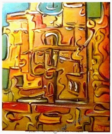 Painting titled "Men in Hats" by Leonardus Aarts, Original Artwork