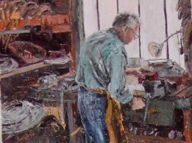 Painting titled "François le forgeron" by Janine Le Cann, Original Artwork