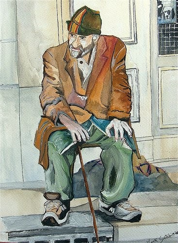 Pittura intitolato "clochard" da Mark Christian Soetebier, Opera d'arte originale