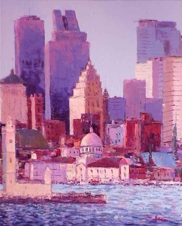 Peinture intitulée "Montréal vue 1" par M'Hamed Saci, Œuvre d'art originale