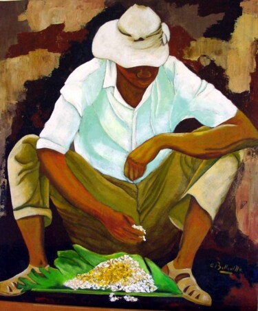 Malerei mit dem Titel "FETE INDIENNE" von Cathy Belleville, Original-Kunstwerk, Öl