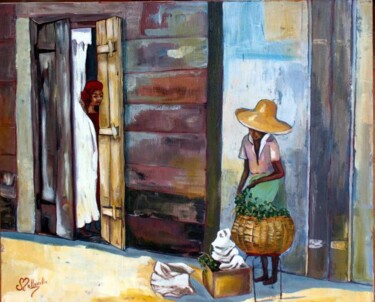Peinture intitulée "MARCHANDE DE KENNET…" par Cathy Belleville, Œuvre d'art originale, Huile