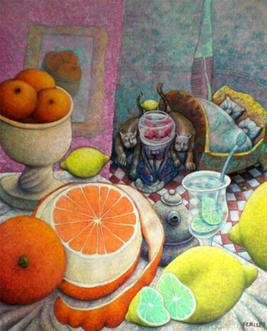 Peinture intitulée "Les oranges" par Claude Feuillet, Œuvre d'art originale, Huile