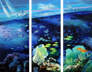 Painting titled "Mundo Marino" by Rafael Espitia Perea, Original Artwork