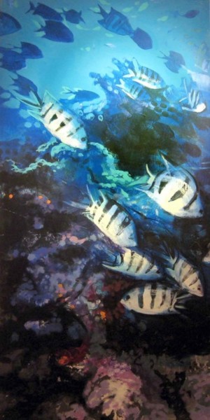 Painting titled "Coral Naranja" by Rafael Espitia Perea, Original Artwork