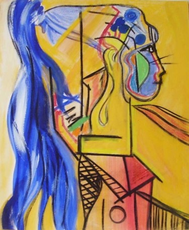 Peinture intitulée "La femme aux cheveu…" par Marie Chollet, Œuvre d'art originale