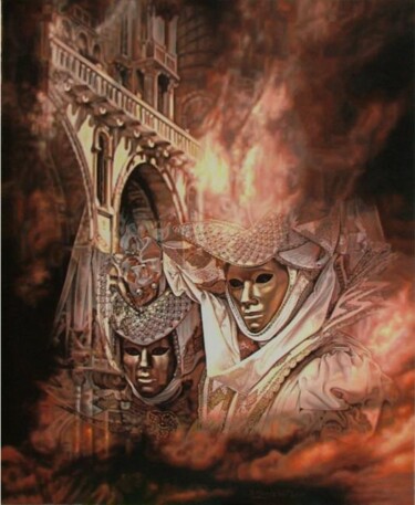绘画 标题为“noce venitienne” 由Didier Merceret, 原创艺术品, 油 安装在木质担架架上