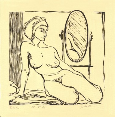 印花与版画 标题为“L'ATTENTE” 由Yves Varlet, 原创艺术品, Linocuts