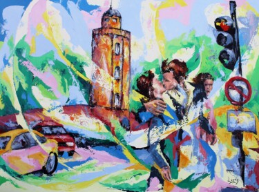 Painting titled "809 : Baiser au châ…" by Jean-Luc Lopez, Original Artwork, Acrylic Mounted on Wood Stretcher frame
