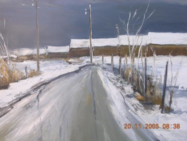 Peinture intitulée "HAMEAU SOUS LA NEIGE" par Jean Jacques Gautier, Œuvre d'art originale, Huile