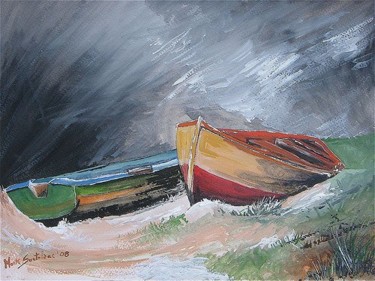 Pittura intitolato "Tempesta fra le dune" da Mark Christian Soetebier, Opera d'arte originale, Olio