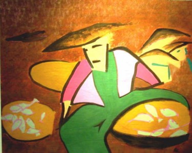 Painting titled "Marché au poisson -…" by Adka, Original Artwork