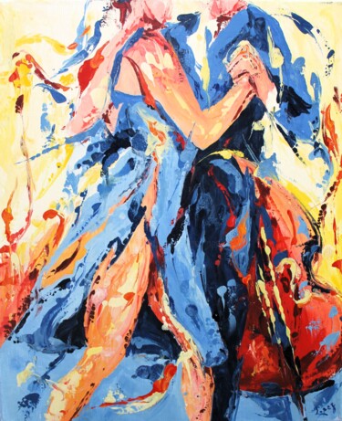 绘画 标题为“867 Tango tout bleu” 由Jean-Luc Lopez, 原创艺术品, 油 安装在木质担架架上