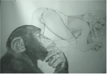 dubitatif Peinture intitulée "dubitatif" par Manu Surreabulliste, Œuvre d'art originale