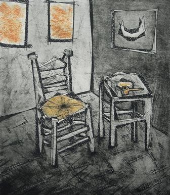 Arte digital titulada "la silla de vincent…" por Juan Sacristan, Obra de arte original, Pintura Digital