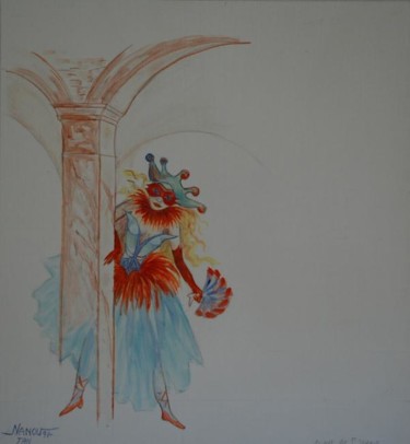 Peinture intitulée "mystère de venise 1" par Nanou, Œuvre d'art originale, Huile