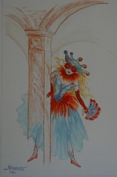 Peinture intitulée "mystère de venise 1…" par Nanou, Œuvre d'art originale