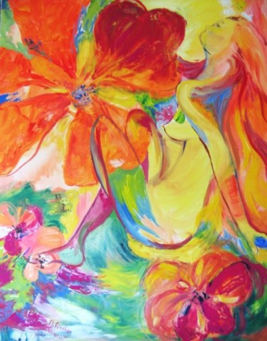 Peinture intitulée "plaisir" par Nanou, Œuvre d'art originale, Huile