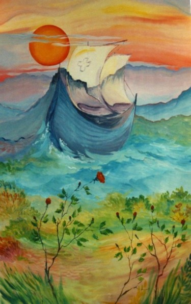 Peinture intitulée "Monségur" par Nanou, Œuvre d'art originale, Huile