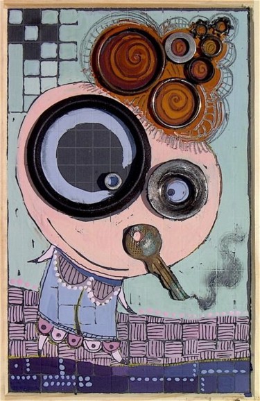 Peinture intitulée ""MADAME CIGARETTE"" par Catherine Suchocka, Œuvre d'art originale
