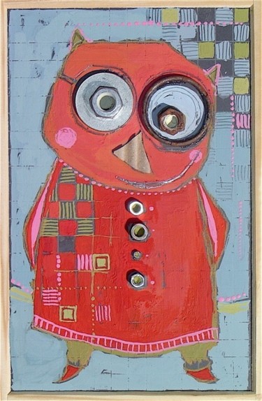 Peinture intitulée ""MADAME HIBOU"" par Catherine Suchocka, Œuvre d'art originale