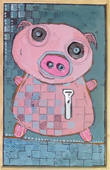 Peinture intitulée ""PETIT COCHON"" par Catherine Suchocka, Œuvre d'art originale