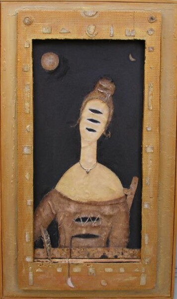 Pittura intitolato ""Porta sincretica e…" da Angelo Mazzoleni, Opera d'arte originale, Olio Montato su Altro pannello rigido