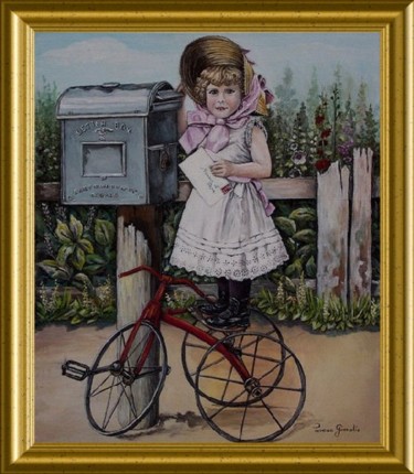 Peinture intitulée "Petite fille à la l…" par Térégia, Œuvre d'art originale
