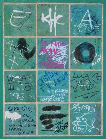 Pittura intitolato "IL MURO DELLE CORRE…" da Piero Racchi, Opera d'arte originale, Altro