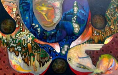 Peinture intitulée "cosmic trinity" par Sanjoy Majumder, Œuvre d'art originale