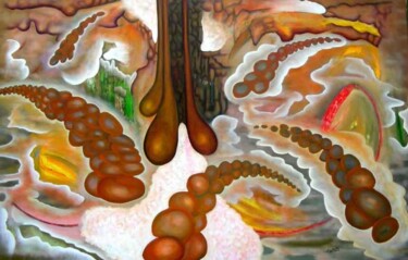 Peinture intitulée "golden seeds" par Sanjoy Majumder, Œuvre d'art originale