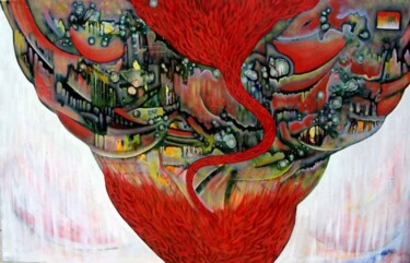 Peinture intitulée "mystic fire-1" par Sanjoy Majumder, Œuvre d'art originale