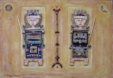 "Idoli sincretici" 绘画 标题为“"Idoli sincretici"” 由Angelo Mazzoleni, 原创艺术品, 油