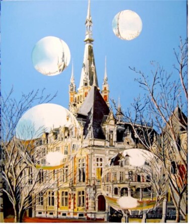Peinture intitulée "LE PALAIS DES BULLES" par Manu Surreabulliste, Œuvre d'art originale