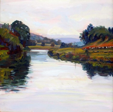 Painting titled "Cows Coming Home" by Candy Barr, Original Artwork
