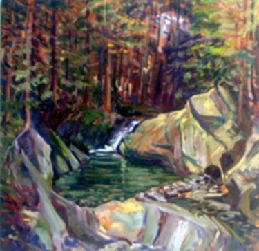Painting titled "Waterfall Glen" by Candy Barr, Original Artwork