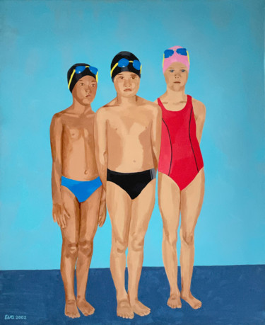 绘画 标题为“La piscine” 由Eva Rouwens, 原创艺术品, 丙烯 安装在木质担架架上