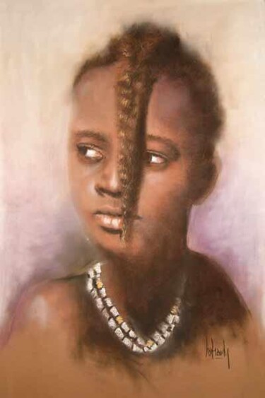 Painting titled "Jeune masaï" by Abderrahmane Latrache, Original Artwork