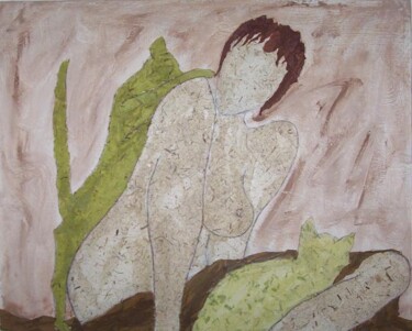 Peinture intitulée "Les chats verts" par R Devarrewaere, Œuvre d'art originale